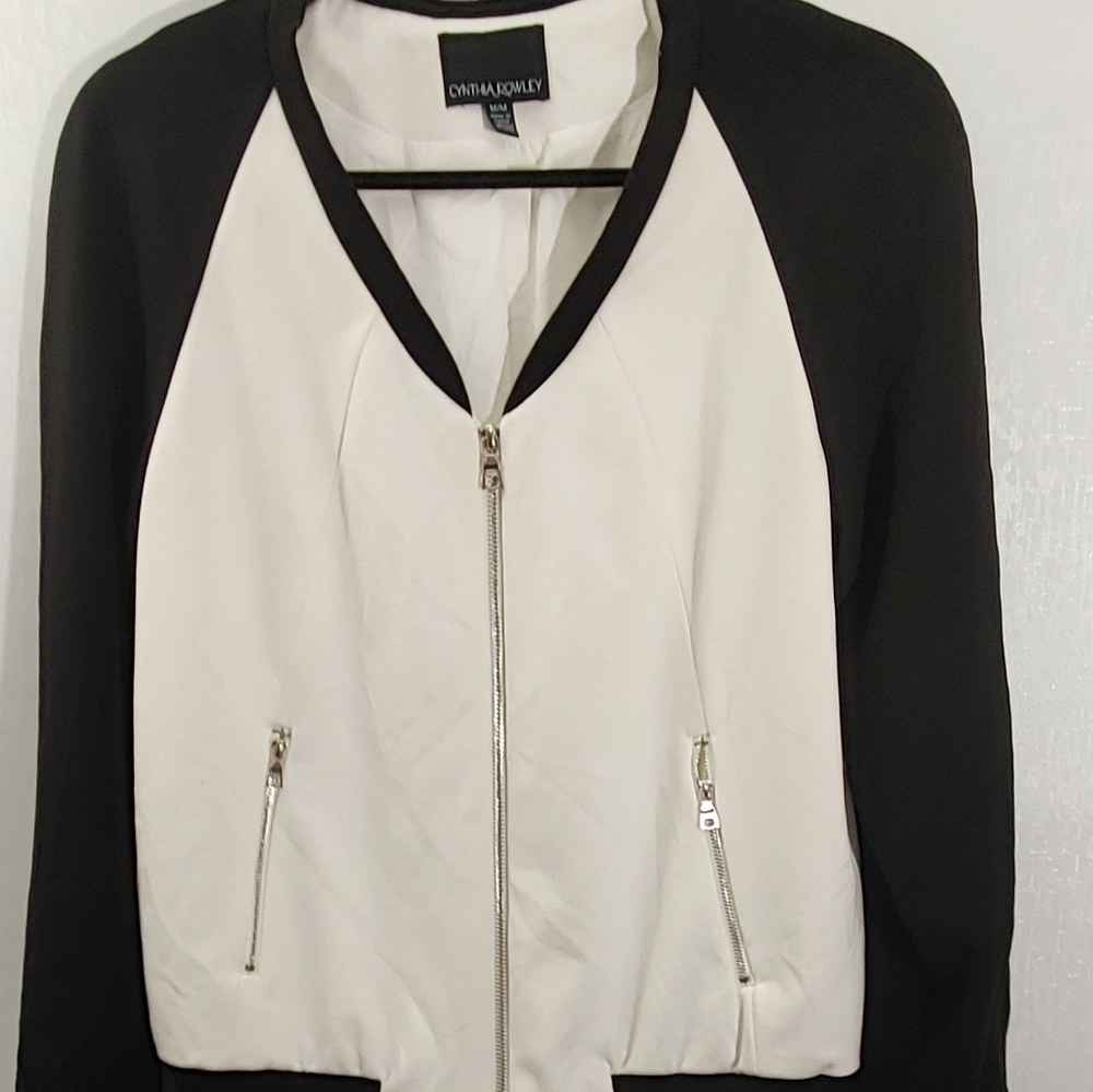 Cynthia Rowley ladies black/white bomber jacket M